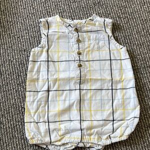 Janie and Jack White and Yellow Plaid Baby Romper